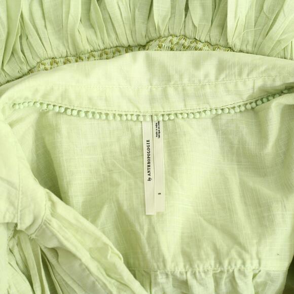 By Anthropologie Short-Sleeve Smocked Blouse Top Cotton Embroidered S 274519 - Picture 8 of 8